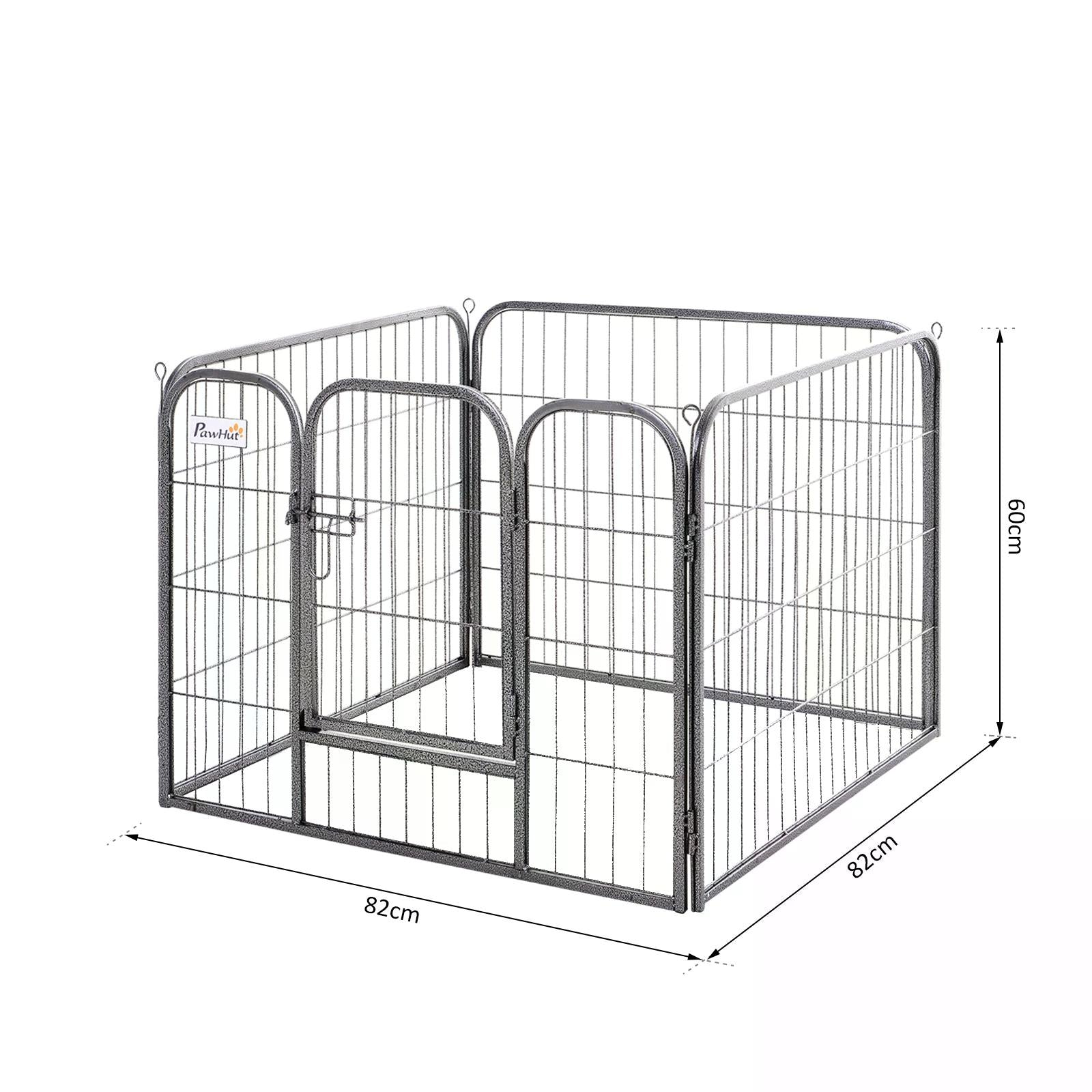 PawHut Heavy Duty Dog Kennel Large Dog Kennel Square Metal Foldable Kennel Dog Pen Grey