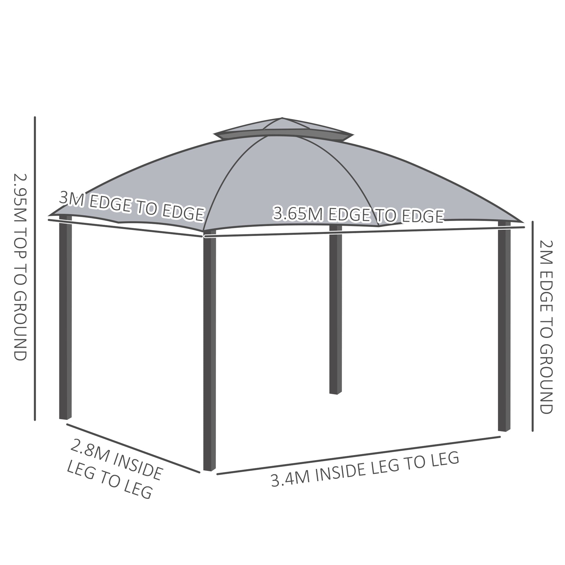 outsunny-3-7-x-3m-metal-gazebo-canopy-party-tent-garden-patio-shelter-with-netting-sidewalls-double-tiered-roof-grey