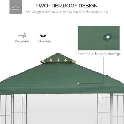 outsunny-3-x-3-m-gazebo-top-cover-double-tier-canopy-replacement-pavilion-roof-dark-green