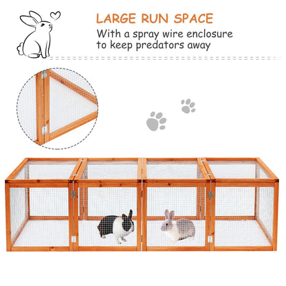 Pawhut Rabbit Hutch W/ Mesh Wire, 181Lx100Wx 48H cm-Wood