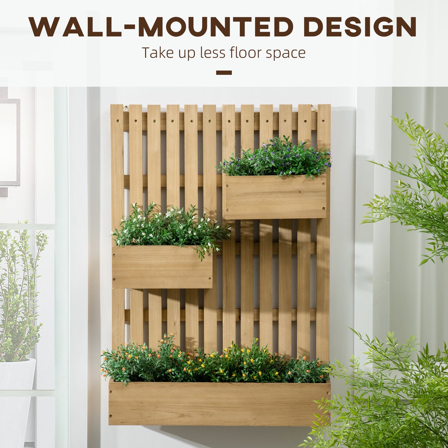 outsunny-wall-mounted-wooden-garden-planters-with-trellis-drainage-holes-and-3-movable-planter-boxes-wall-raised-garden-bed-for-patio-natural