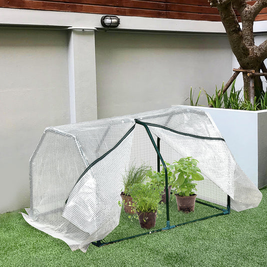 outsunny-mini-greenhouse-portable-garden-greenhouse-metal-frame-grow-house-with-pvc-cover-middle-zip-fastening-99-x-71-x-60-cm-white