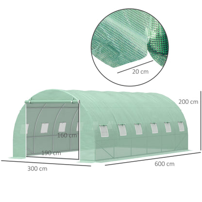 outsunny-6-x-3-x-2-m-large-walk-in-greenhouse-garden-polytunnel-greenhouse-with-steel-frame-zippered-door-and-roll-up-windows-green