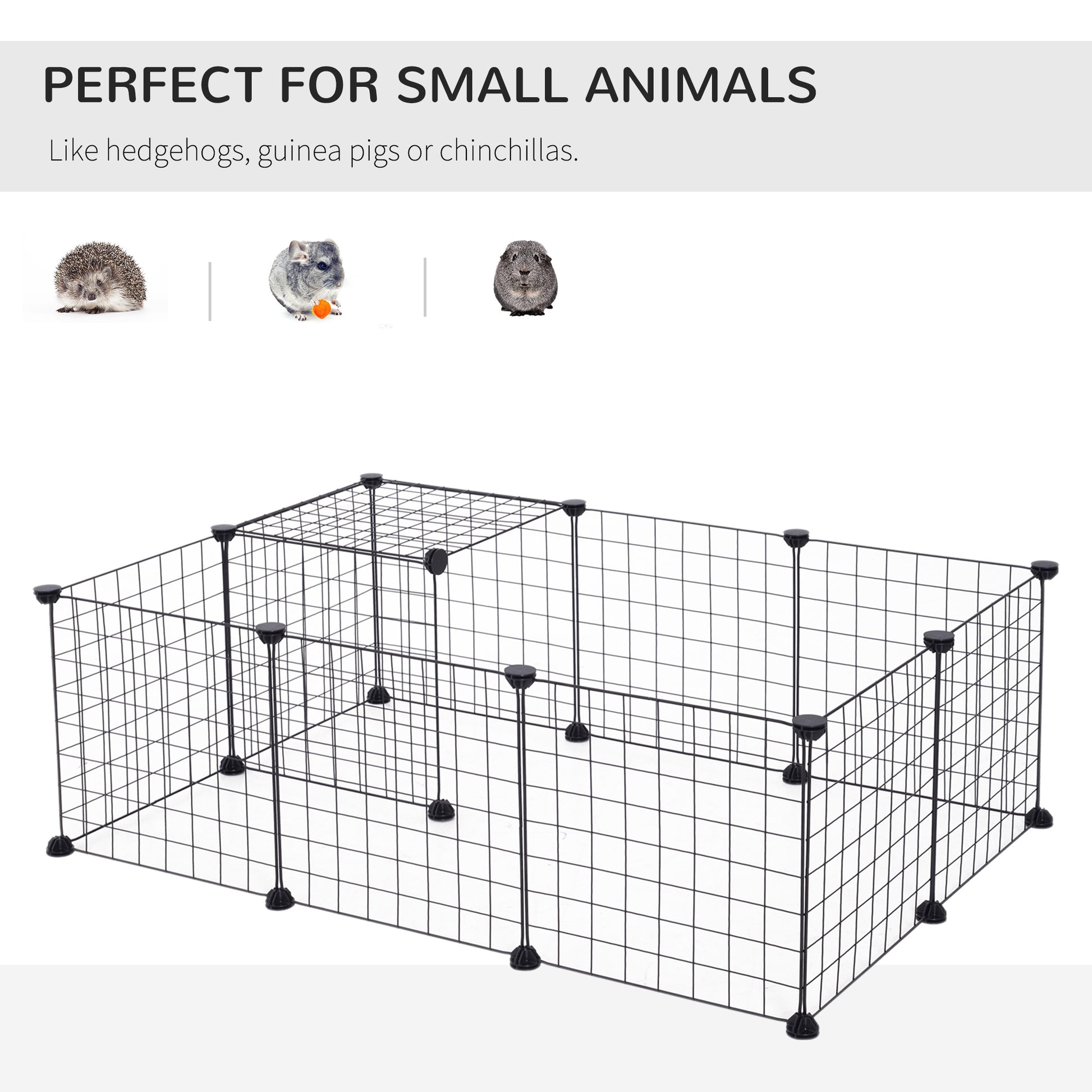 PawHut Modular Pet Playpen Metal Wire, 106Lx73Wx36Hcm-Black