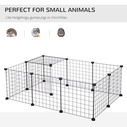 PawHut Modular Pet Playpen Metal Wire, 106Lx73Wx36Hcm-Black