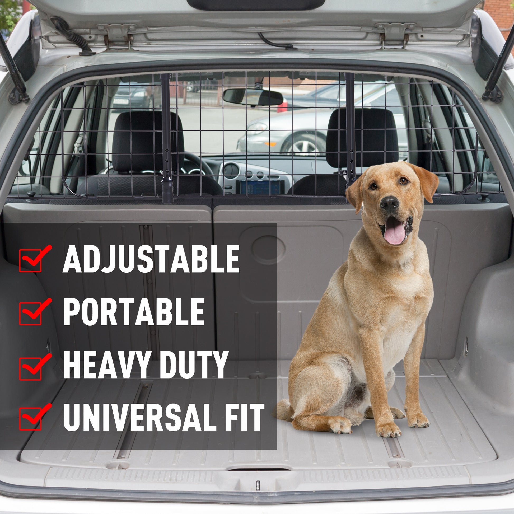 PawHut Heavy Duty Pet Car Barrier, 91-145Wx30H cm-Black