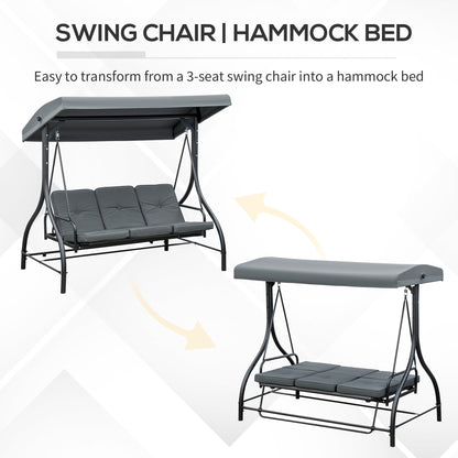 outsunny-3-seater-canopy-swing-chair-2-in-1-garden-swing-seat-bed-with-adjustable-canopy-and-metal-frame-dark-grey