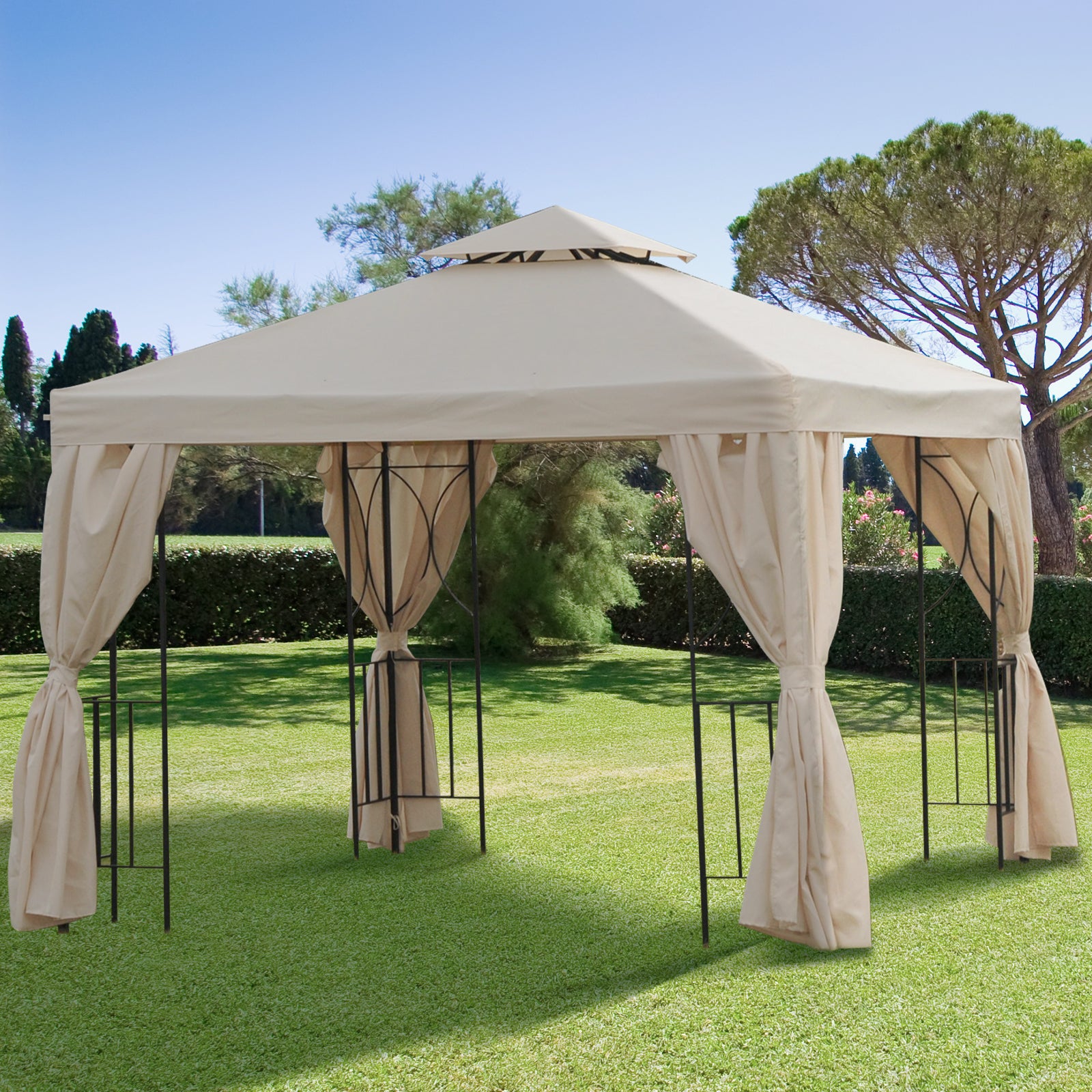 outsunny-3-x-3-m-garden-metal-gazebo-marquee-patio-wedding-party-tent-canopy-shelter-with-pavilion-sidewalls-beige