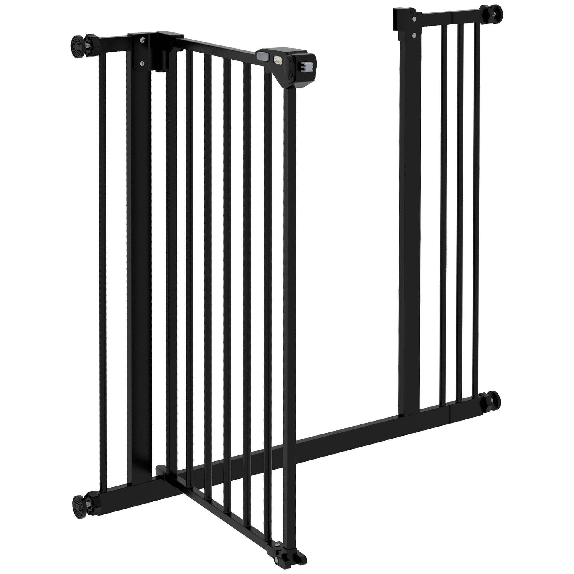 PawHut Metal 74-87cm Wide Adjustable Dog Gate Black