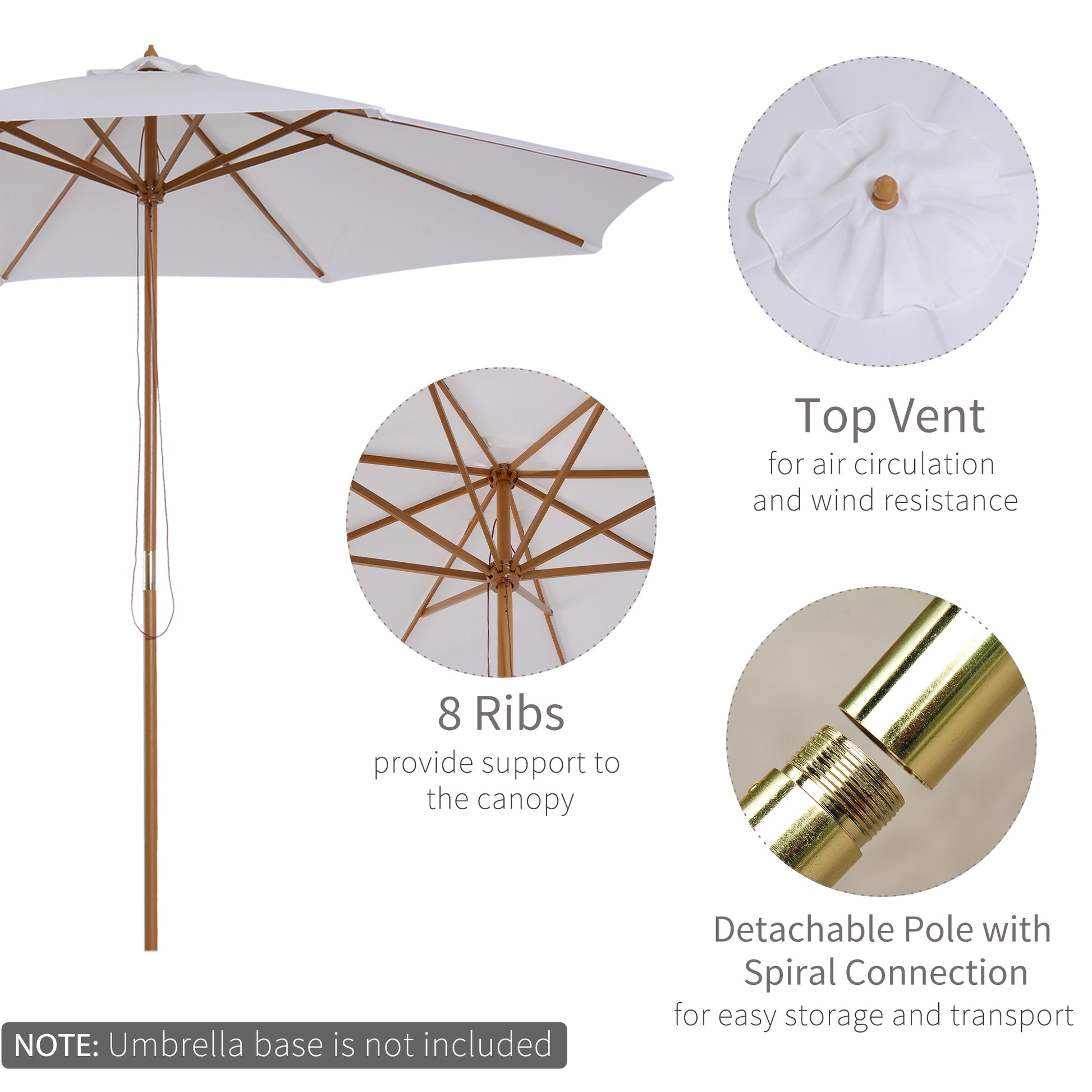 outsunny-3m-fir-wooden-parasol-garden-umbrellas-8-ribs-bamboo-sun-shade-patio-outdoor-umbrella-canopy-cream-white