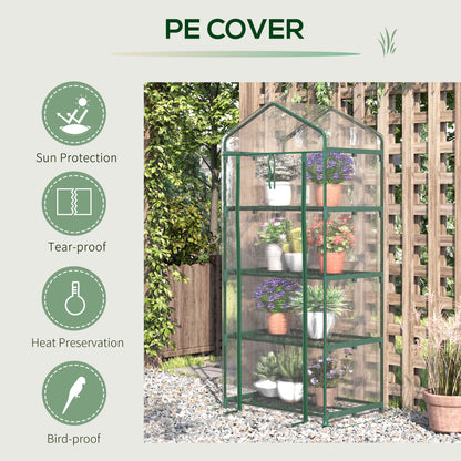 outsunny-4-tiers-mini-portable-greenhouse-plant-grow-shed-metal-frame-transparent-clear-cover-160h-x-70l-x-50wcm