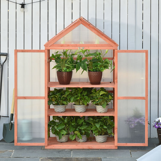 outsunny-3-tier-wooden-cold-frame-greenhouse-garden-polycarbonate-grow-house-w-adjustable-shelves-double-doors-80-x-47-x-138-cm-orange