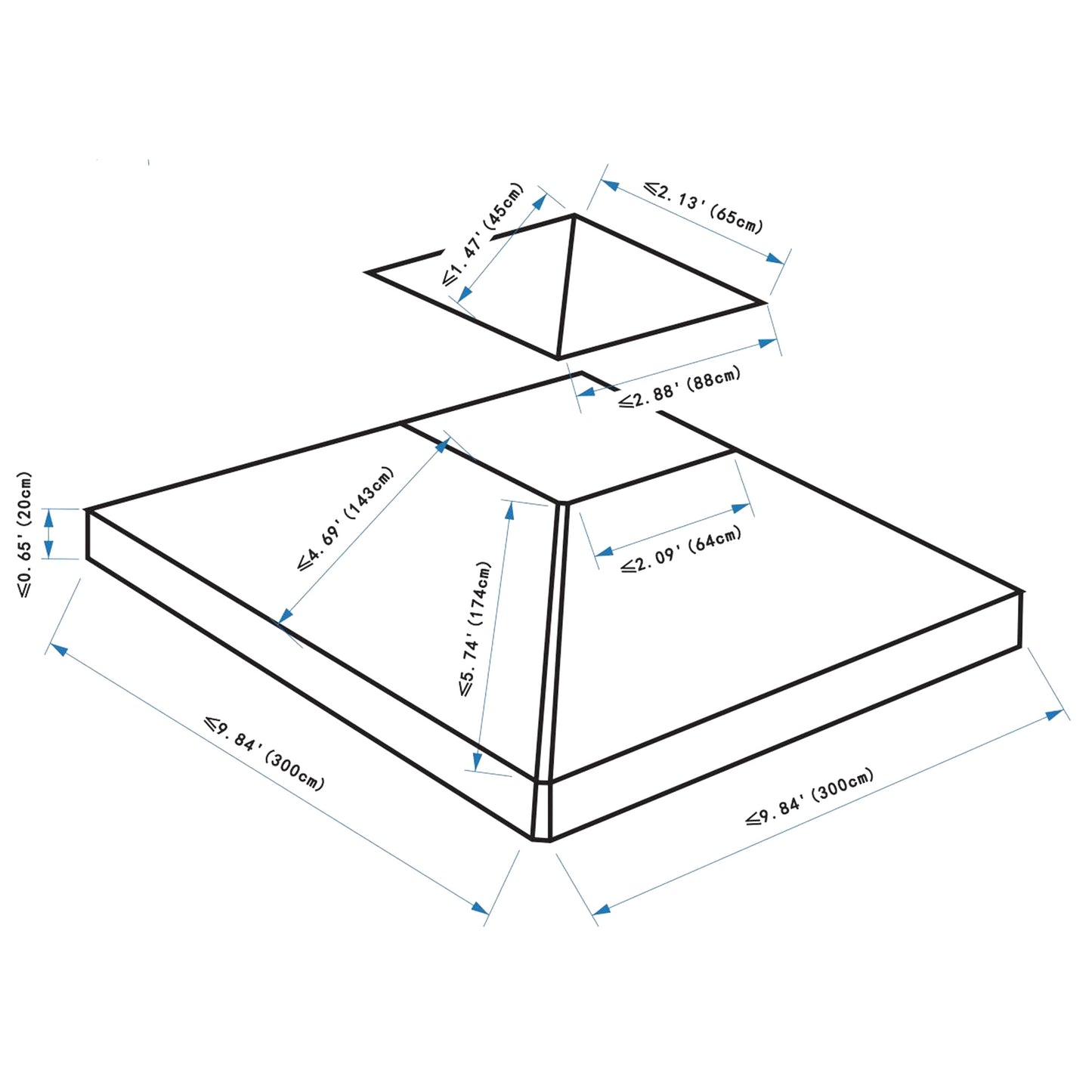 outsunny-3-x-3m-gazebo-canopy-roof-top-replacement-cover-spare-part-deep-grey-top-only