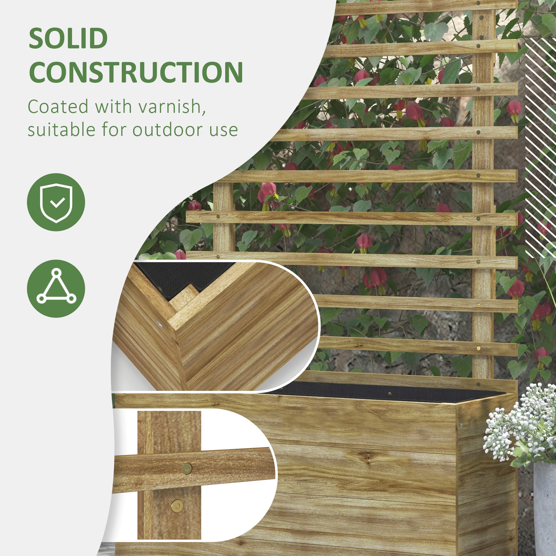 outsunny-wooden-garden-raised-bed-with-trellis-planter-box-with-4-wheels-for-climbing-plants-76x30x155cm-natural