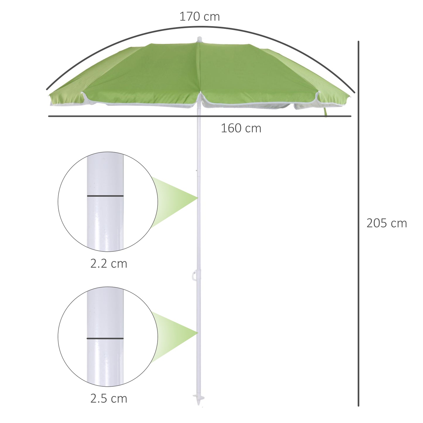 outsunny-1-7m-x-2m-tilted-steel-frame-beach-parasol-green