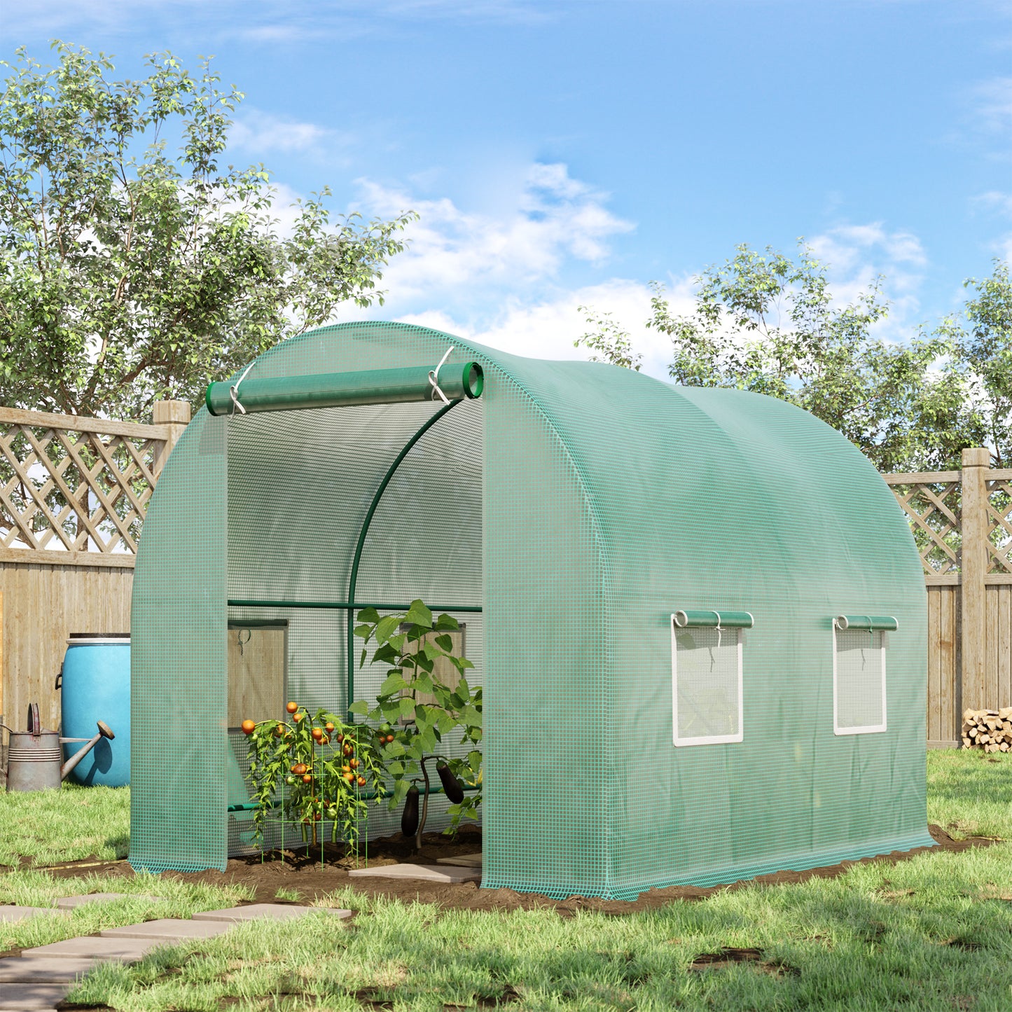 outsunny-walk-in-greenhouse-reinforced-polytunnel-greenhouse-garden-plants-grow-waterproof-cover-galvanised-base-w-slide-door-2-5-x-2-m