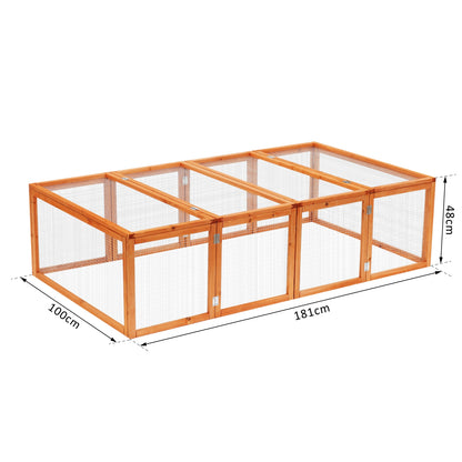 Pawhut Rabbit Hutch W/ Mesh Wire, 181Lx100Wx 48H cm-Wood