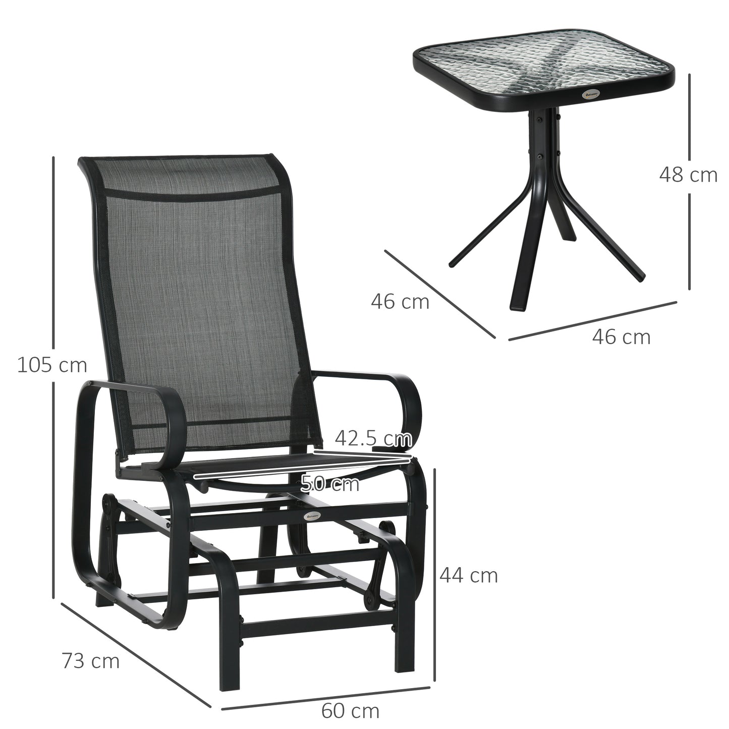 outsunny-3-pcs-outdoor-gliding-rocking-chair-with-tea-table-patio-garden-comfortable-swing-chair-black