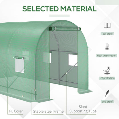 outsunny-3-5-x-2-x-2-m-polytunnel-greenhouse-walk-in-pollytunnel-tent-with-steel-frame-pe-cover-roll-up-door-and-6-windows-green