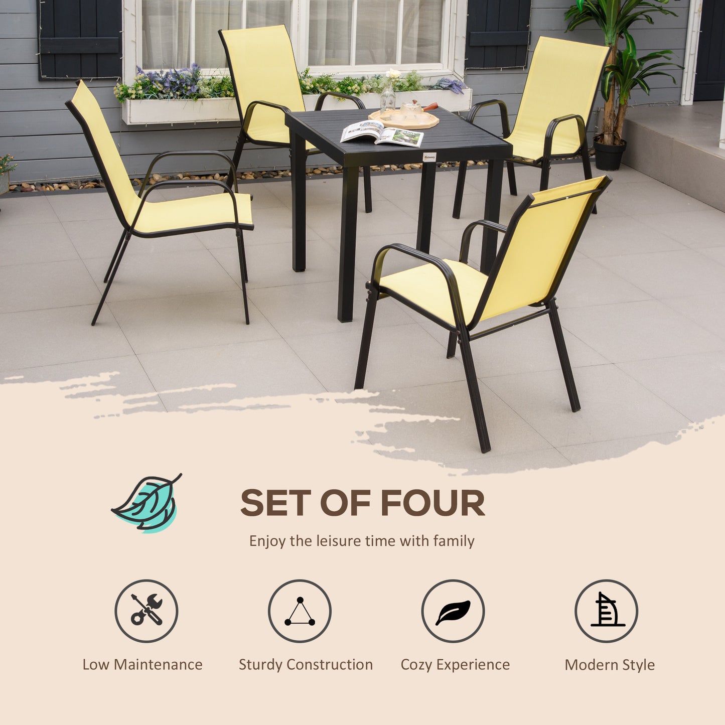 outsunny-set-of-4-garden-dining-chair-set-stackable-outdoor-patio-furniture-set-with-high-back-and-armrest-beige