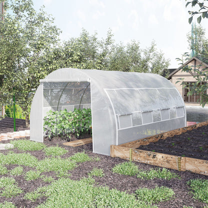 outsunny-4-x-3-x-2-m-polytunnel-greenhouse-with-steel-frame-reinforced-cover-zippered-door-and-8-windows-for-garden-and-backyard-white