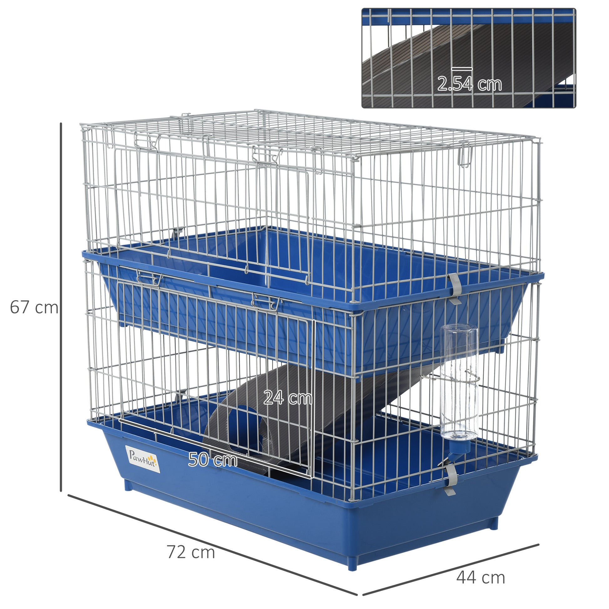 PawHut Metal 2-Tier Small Animal Cage Blue