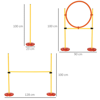 PawHut Dogs Plastic 3-Course Agility Set Yellow