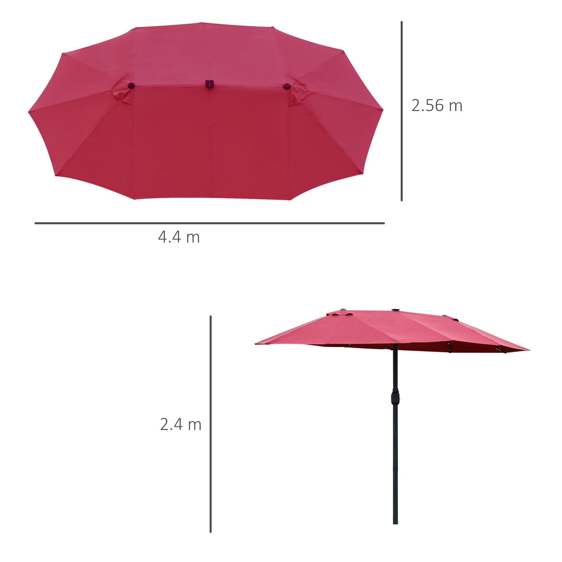 outsunny-4-4m-double-sided-sun-umbrella-garden-parasol-patio-sun-shade-outdoor-with-led-solar-light-no-base-included-wine-red