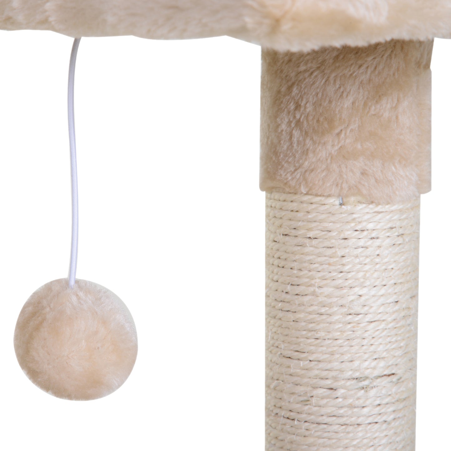 PawHut Cat Tree Hammock Bed Natural Sisal Scratching Post w/ Dangle Toy 2 Tier 70cm Pet Scratch Stand