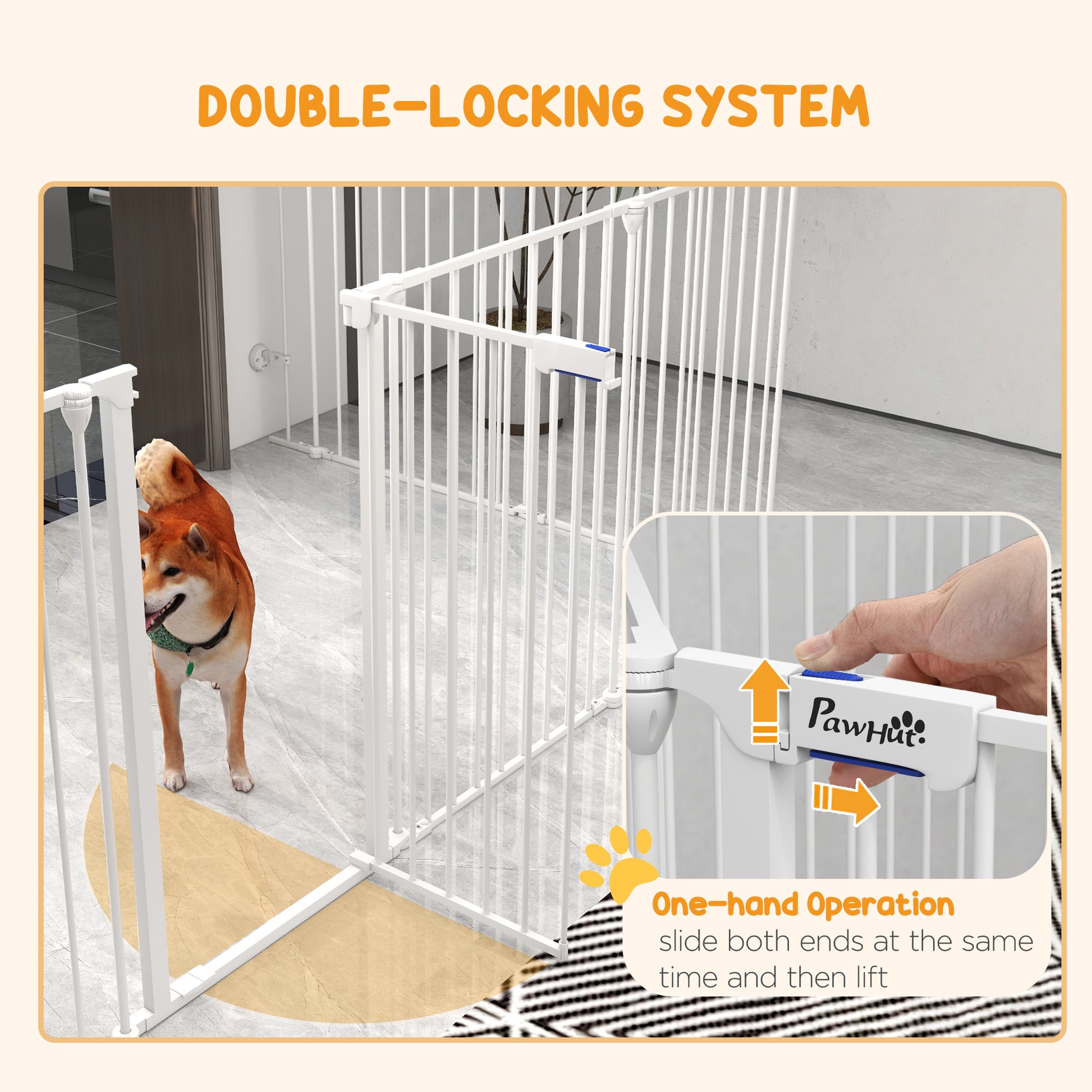 PawHut 2-In-1 Multifunctional Dog Pen and Safety Pet Gate, 8 Panel Dog Playpen w/ Double-locking Door, Foldable Dog Barrier for Medium Dogs