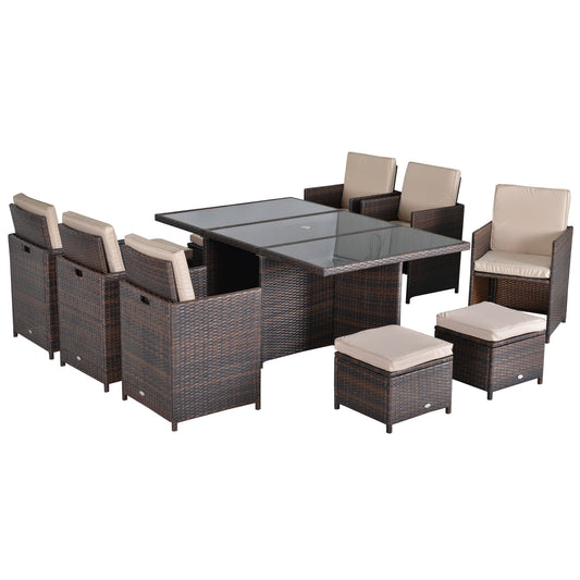 outsunny-outdoor-11pc-rattan-garden-furniture-patio-dining-set-10-seater-cube-sofa-weave-wicker-6-chairs-4-footrests-1-table-mixed-brown