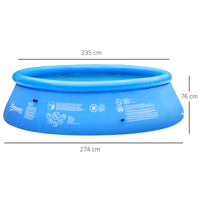 outsunny-inflatable-family-swimming-pool-family-sized-round-paddling-pool-w-hand-pump-for-kids-adults-outdoor-garden-274cm-x-76cm-blue