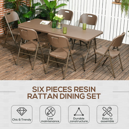 outsunny-patio-7-pcs-resin-rattan-dining-set-foldable-chairs-and-table-w-hdpe-molding-process-portable-space-saving-for-indoor-outdoor-dark-brown