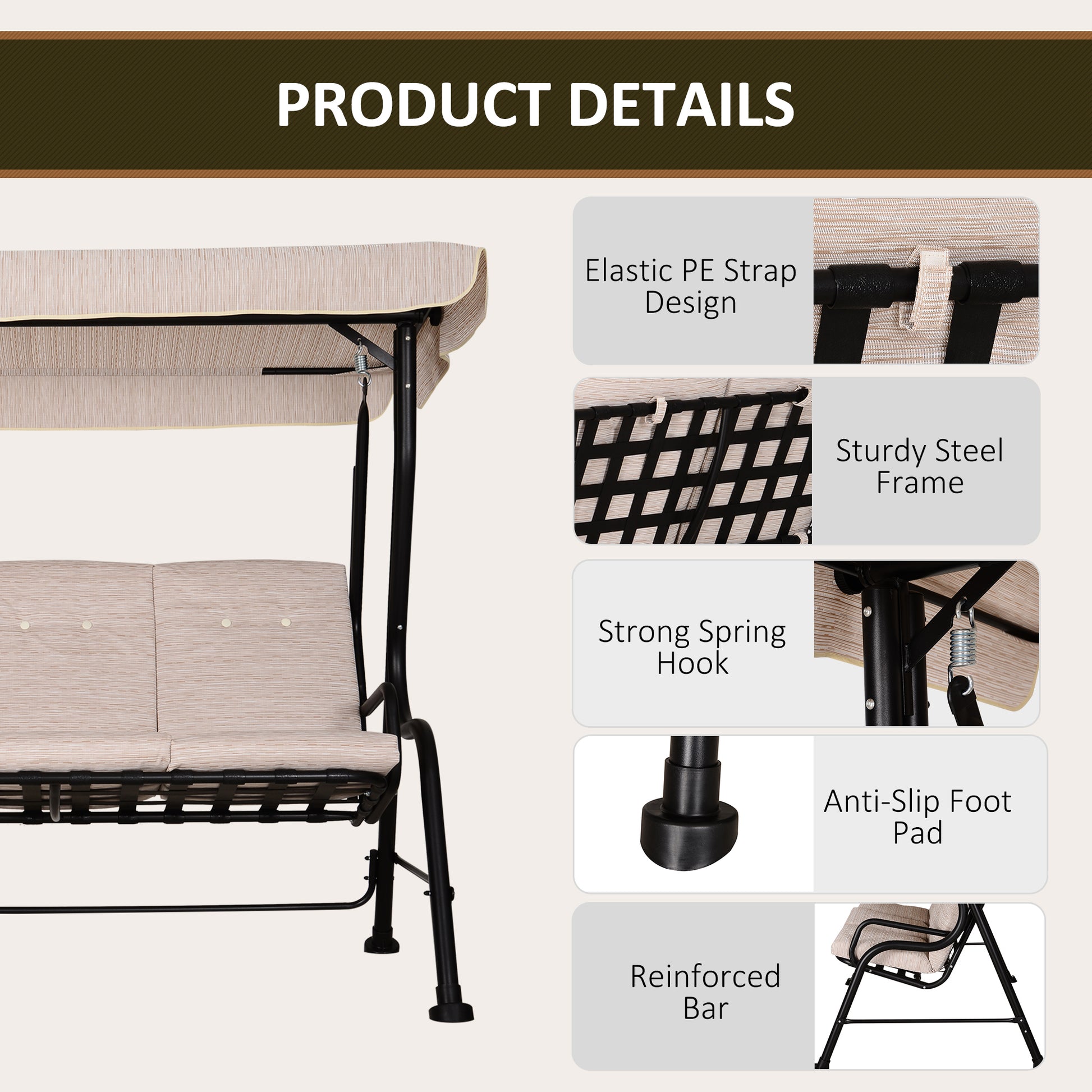 outsunny-3-seater-outdoor-garden-swing-chairs-thick-padded-seat-hammock-canopy-porch-patio-bench-bed-beige