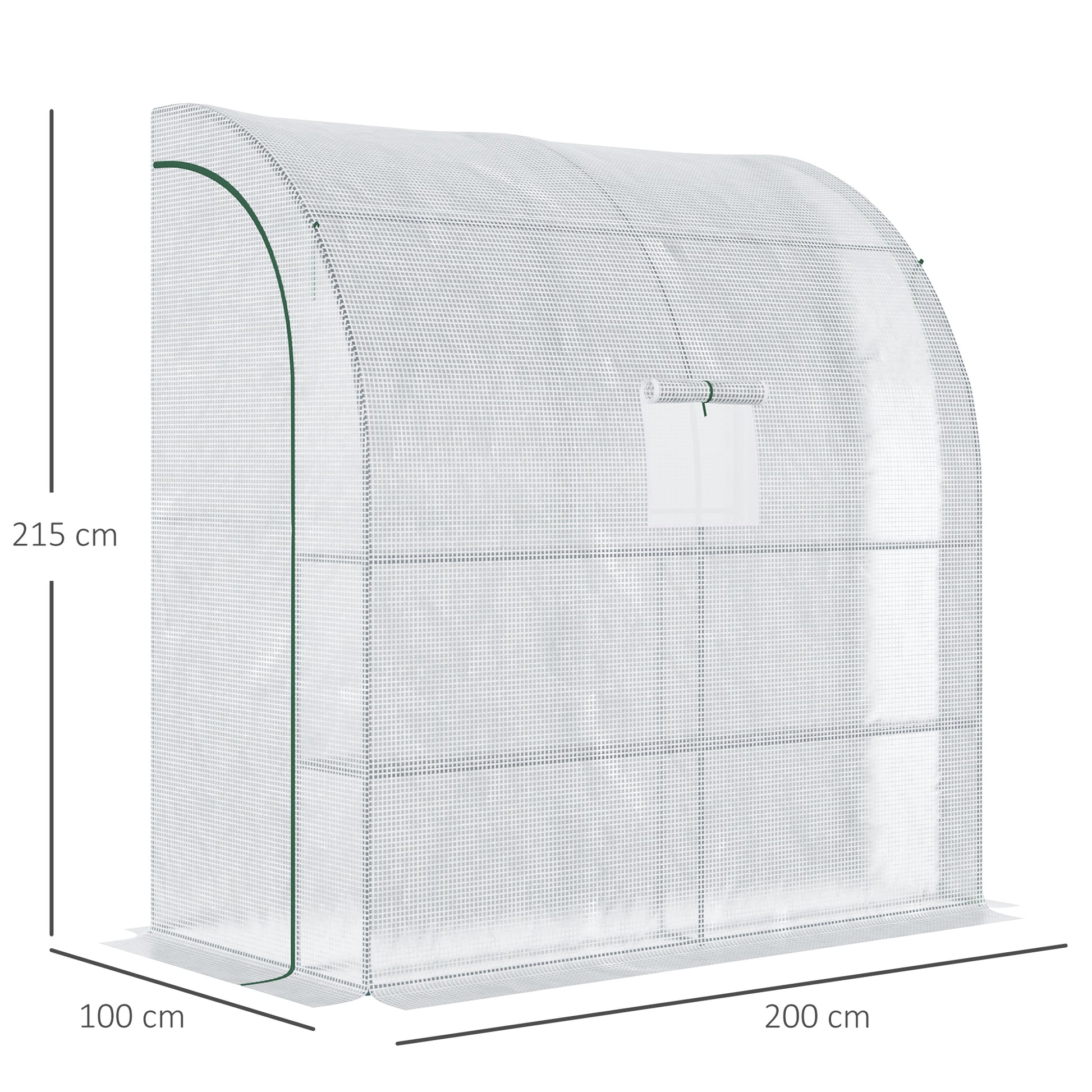 outsunny-walk-in-lean-to-polytunnel-greenhouse-with-windows-and-doors-2-tiers-4-wired-shelves-200l-x-100w-x-215hcm-white