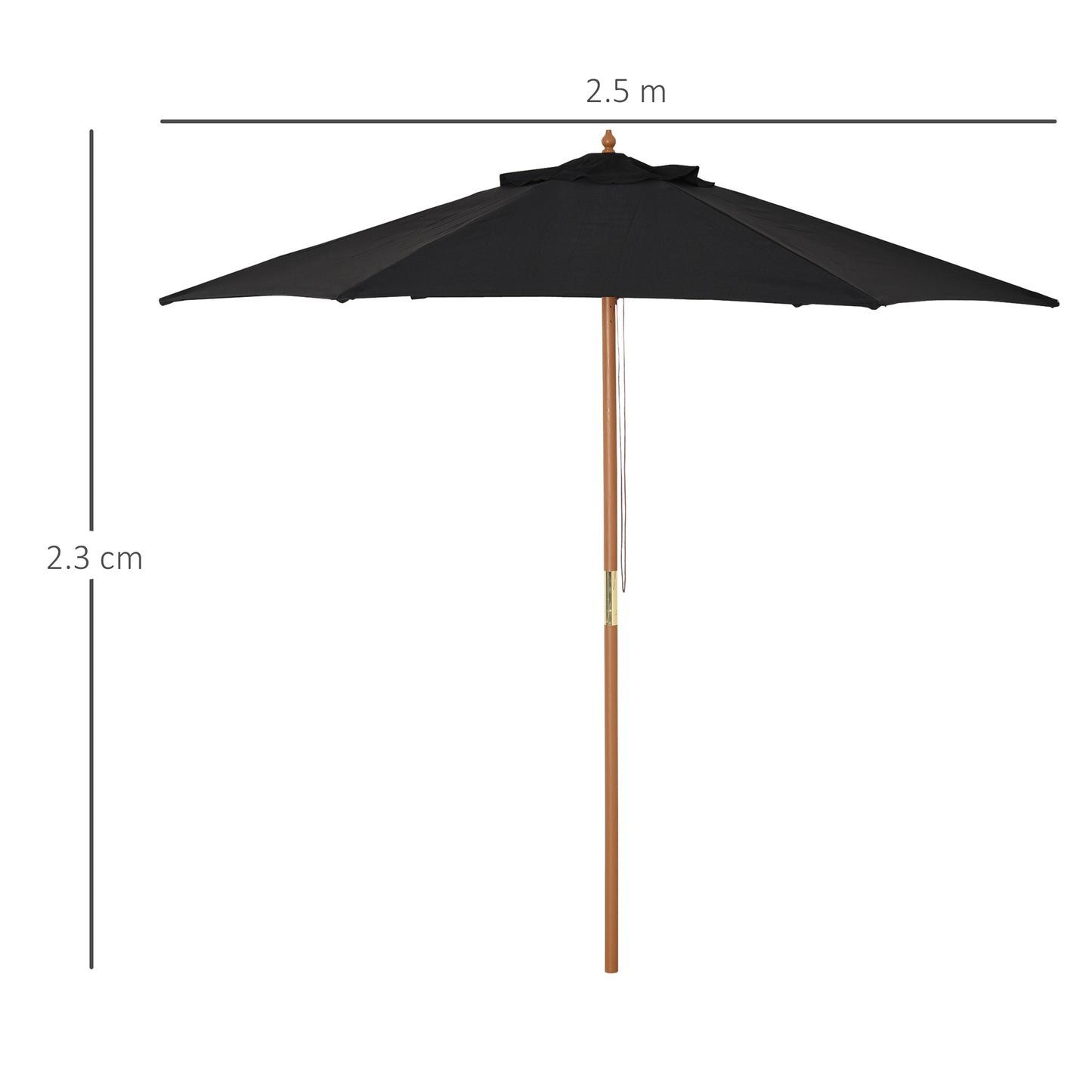 outsunny-2-5m-wood-garden-parasol-sun-shade-patio-outdoor-wooden-umbrella-canopy-black