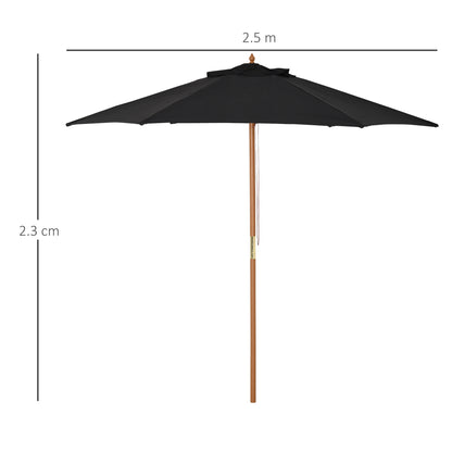 outsunny-2-5m-wood-garden-parasol-sun-shade-patio-outdoor-wooden-umbrella-canopy-black