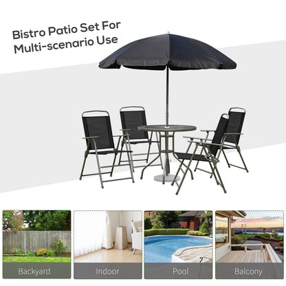 outsunny-6-pcs-garden-patio-furniture-set-bistro-set-texteline-folding-chairs-table-parasol-black