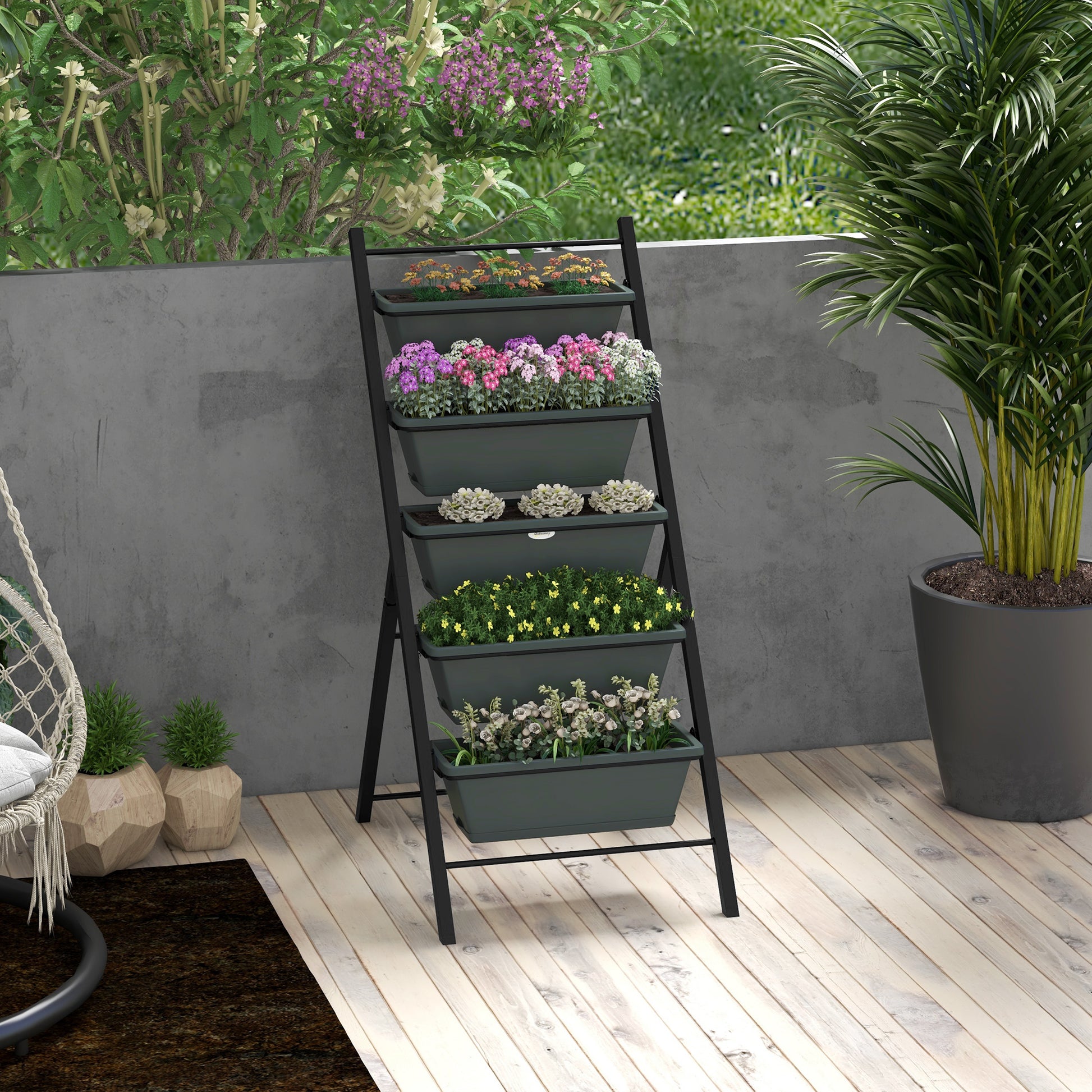 outsunny-5-tier-vertical-raised-garden-planter-with-5-container-boxes-outdoor-plant-stand-for-vegetable-flowers-grey