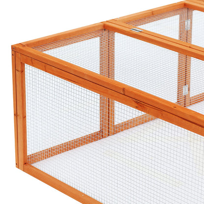 Pawhut Rabbit Hutch W/ Mesh Wire, 181Lx100Wx 48H cm-Wood