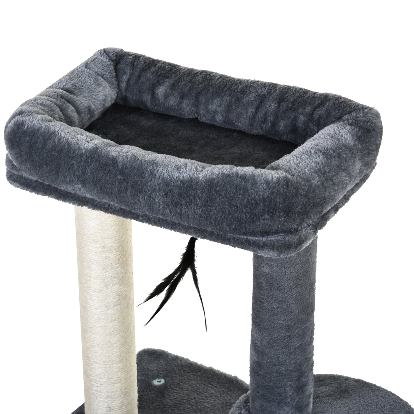 PawHut 100cm Cat Tree for Indoor Cats, Multi-Activity Cat Tower with Perch House Scratching Post Platform Play Ball Rest Relax, Grey and White