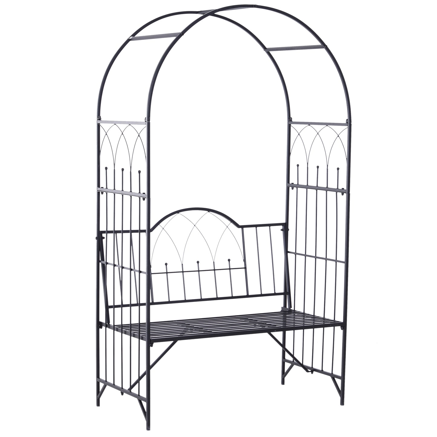 outsunny-garden-metal-arch-bench-outdoor-patio-rose-trellis-arbour-pergola-for-climbing-plant-antique-style-2-seater-chair-black