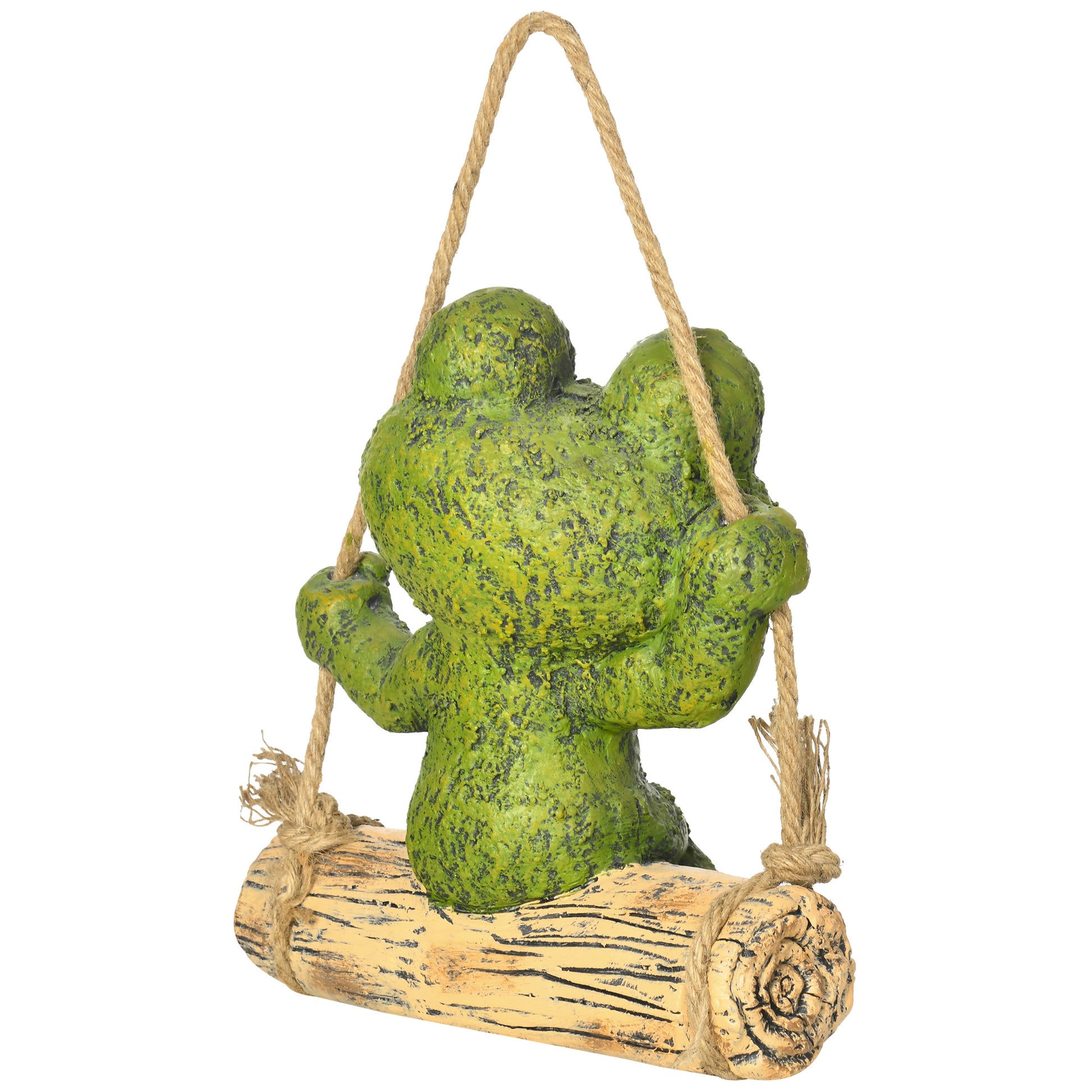 outsunny-hanging-garden-statue-vivid-frog-on-swing-art-sculpture-outdoor-ornament-home-decoration-green