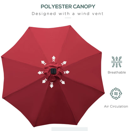 outsunny-2-7m-garden-24-led-light-parasol-solar-outdoor-tilt-sun-umbrella-patio-club-party-event-manual-sun-shade-w-hand-crank-and-8-ribs-red