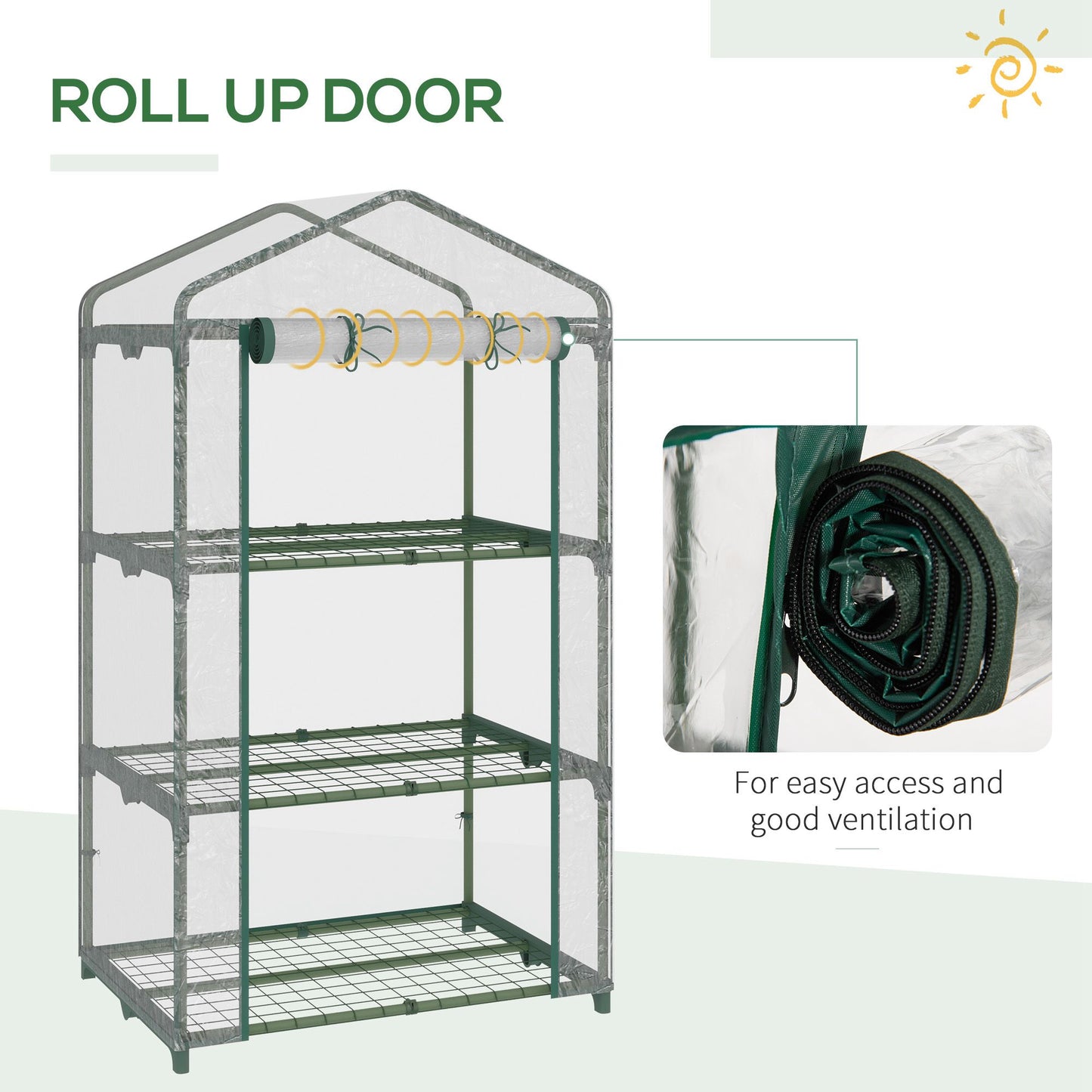 outsunny-3-tier-mini-greenhouse-portable-garden-grow-house-with-roll-up-door-and-wire-shelves-69l-x-49w-x-125h-cm-clear