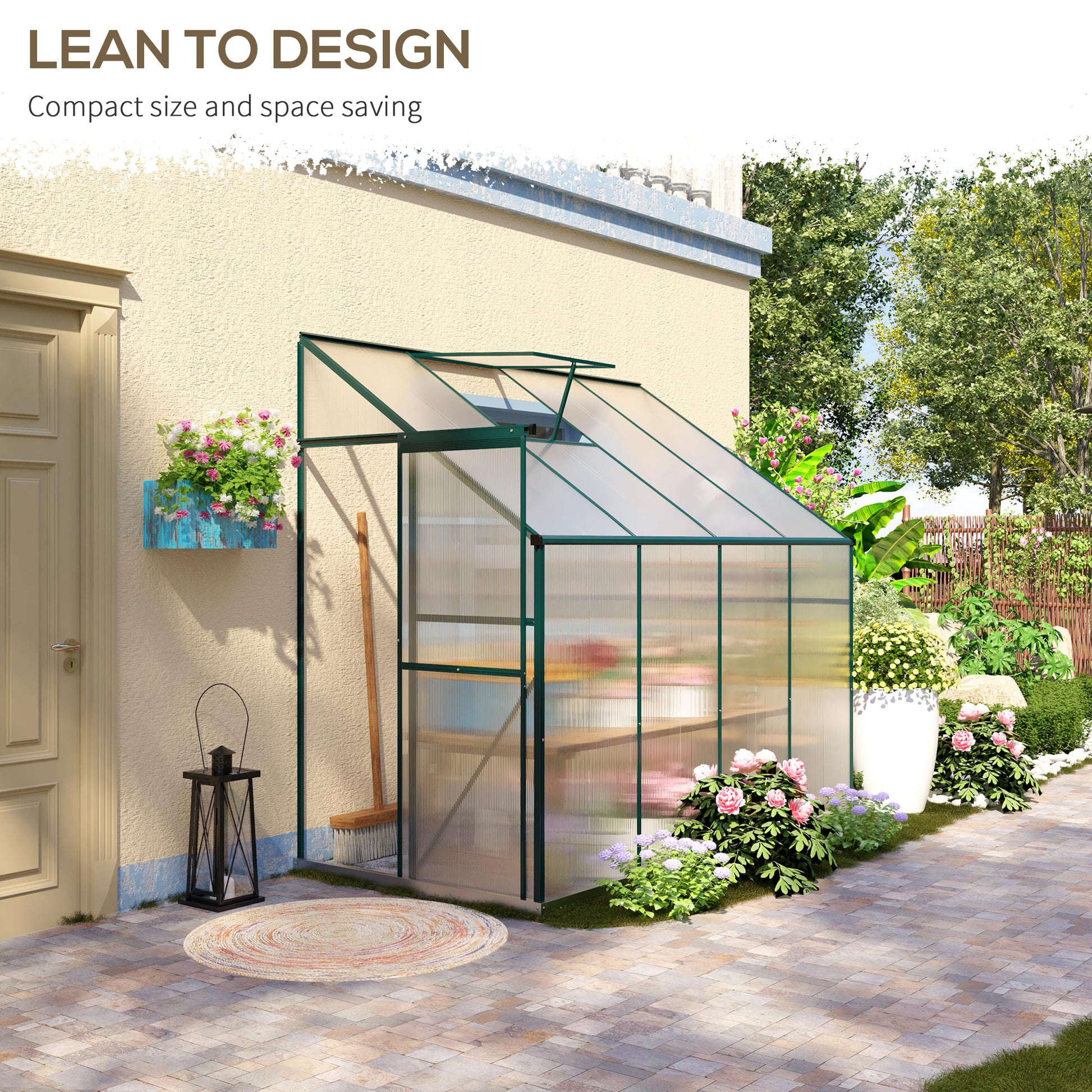 outsunny-walk-in-greenhouse-lean-to-wall-greenhouse-garden-heavy-duty-aluminium-polycarbonate-with-roof-vent-for-plants-253-x-127-x-220-cm