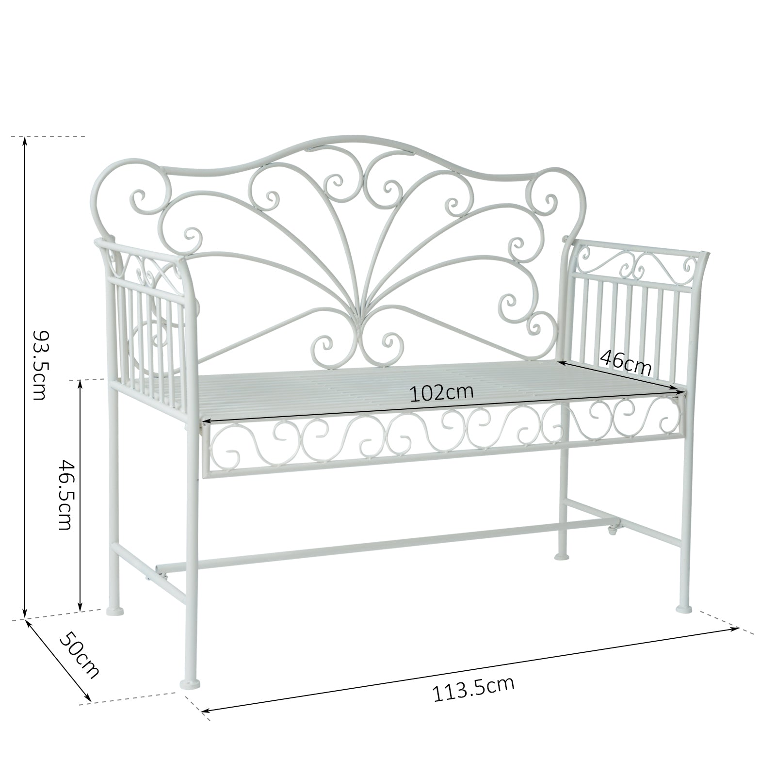 outsunny-garden-2-seater-metal-bench-park-seating-outdoor-furniture-chair-w-decorative-backrest-white