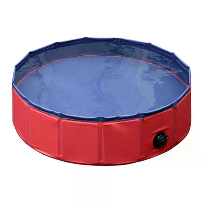 PawHut Pet Swimming Pool, Foldable, 80 cm Diameter-Red