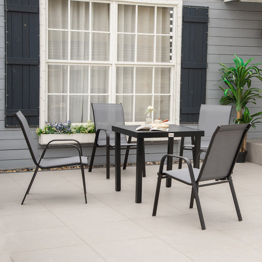 outsunny-set-of-4-garden-dining-chair-set-stackable-outdoor-patio-furniture-set-with-backrest-and-armrest-dark-grey