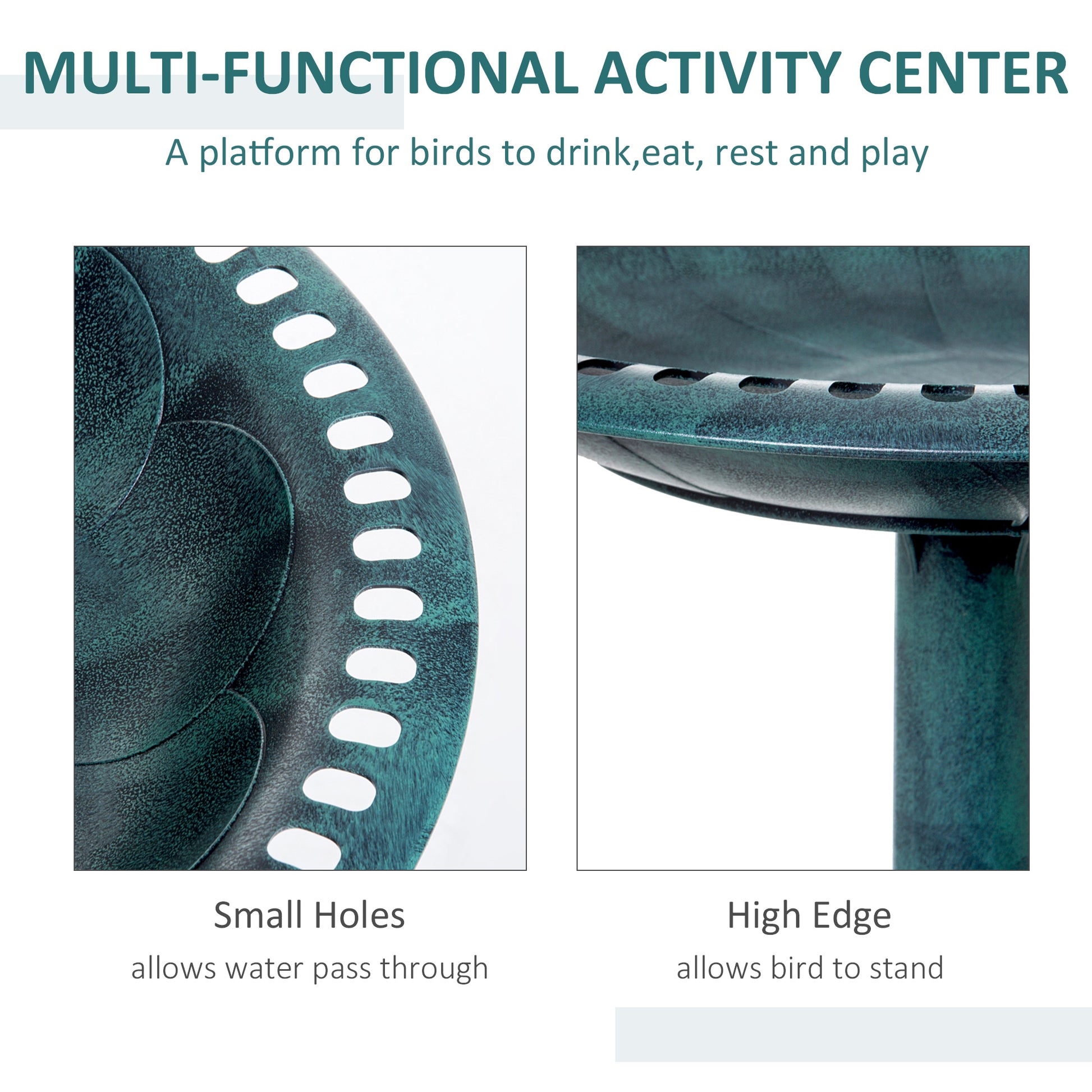 outsunny-garden-bird-bath-outdoor-decrative-garden-feeder-stand-with-scallop-like-pattern-time-worn-finish-50cm-green